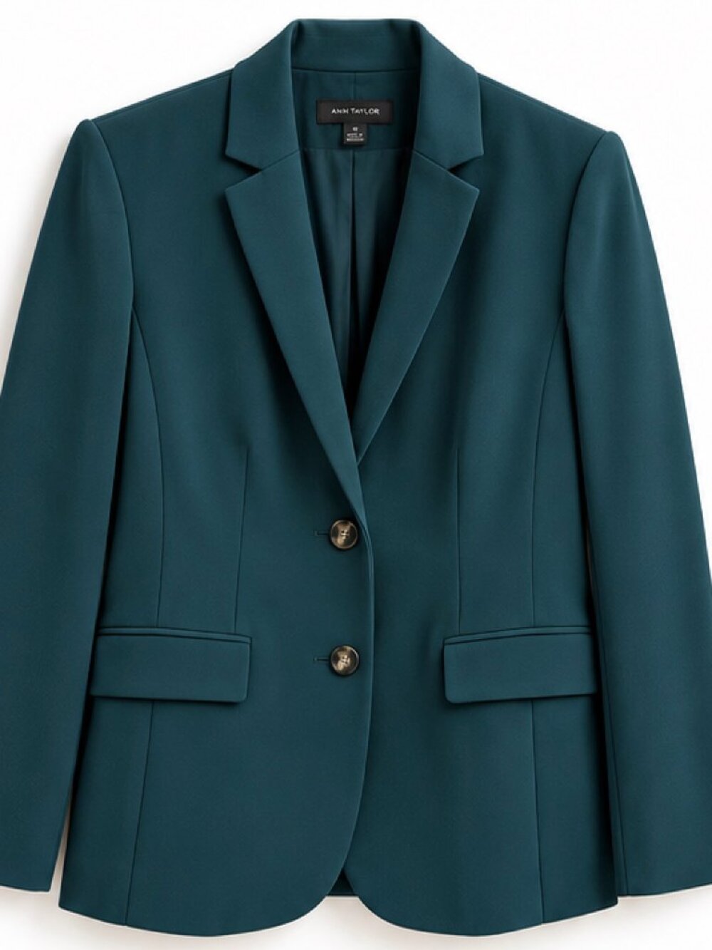 Ann Taylor Deep Slate Green Fluid Crepe Suit Blazer 14 Pants 16